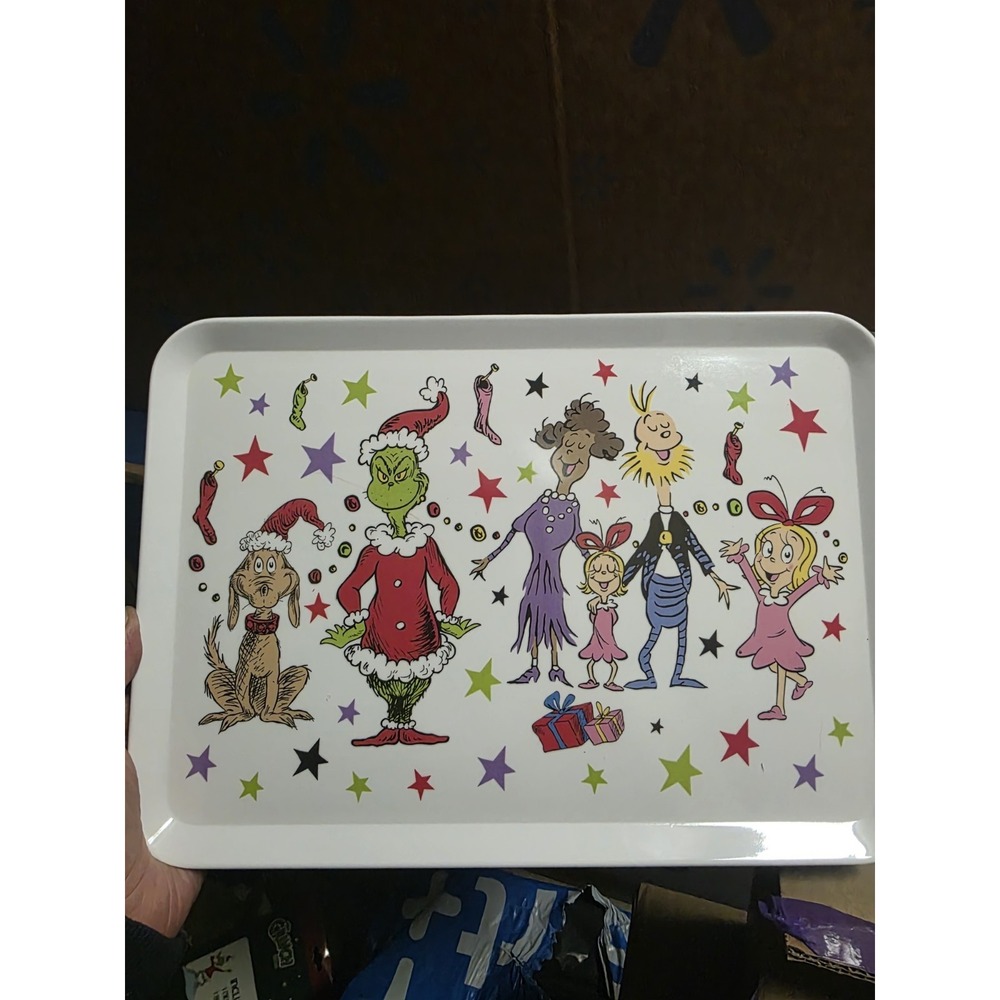 New Christmas Dr Seuss The Grinch & Whoville Serving Tray Vintage Cartoon